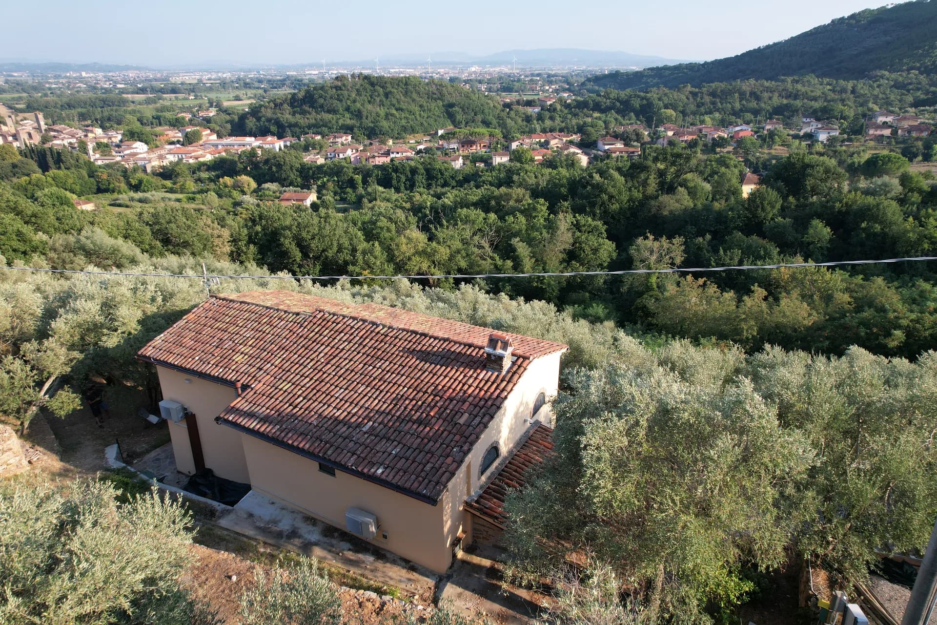 Casale Eleo and its terracotta roof seen from above