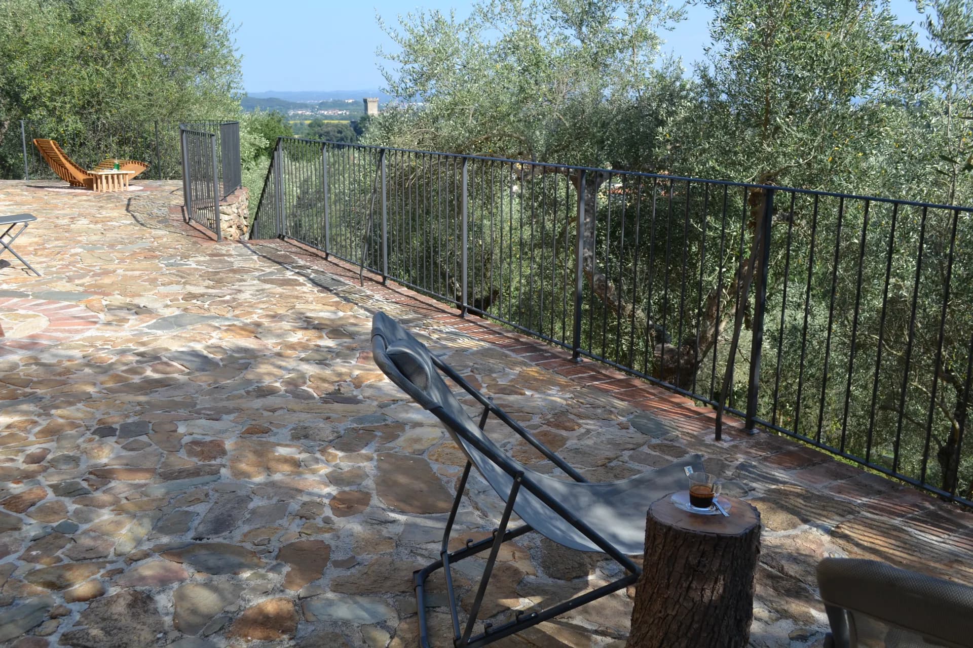 A hammock strung between olive trees at Casale Eleo