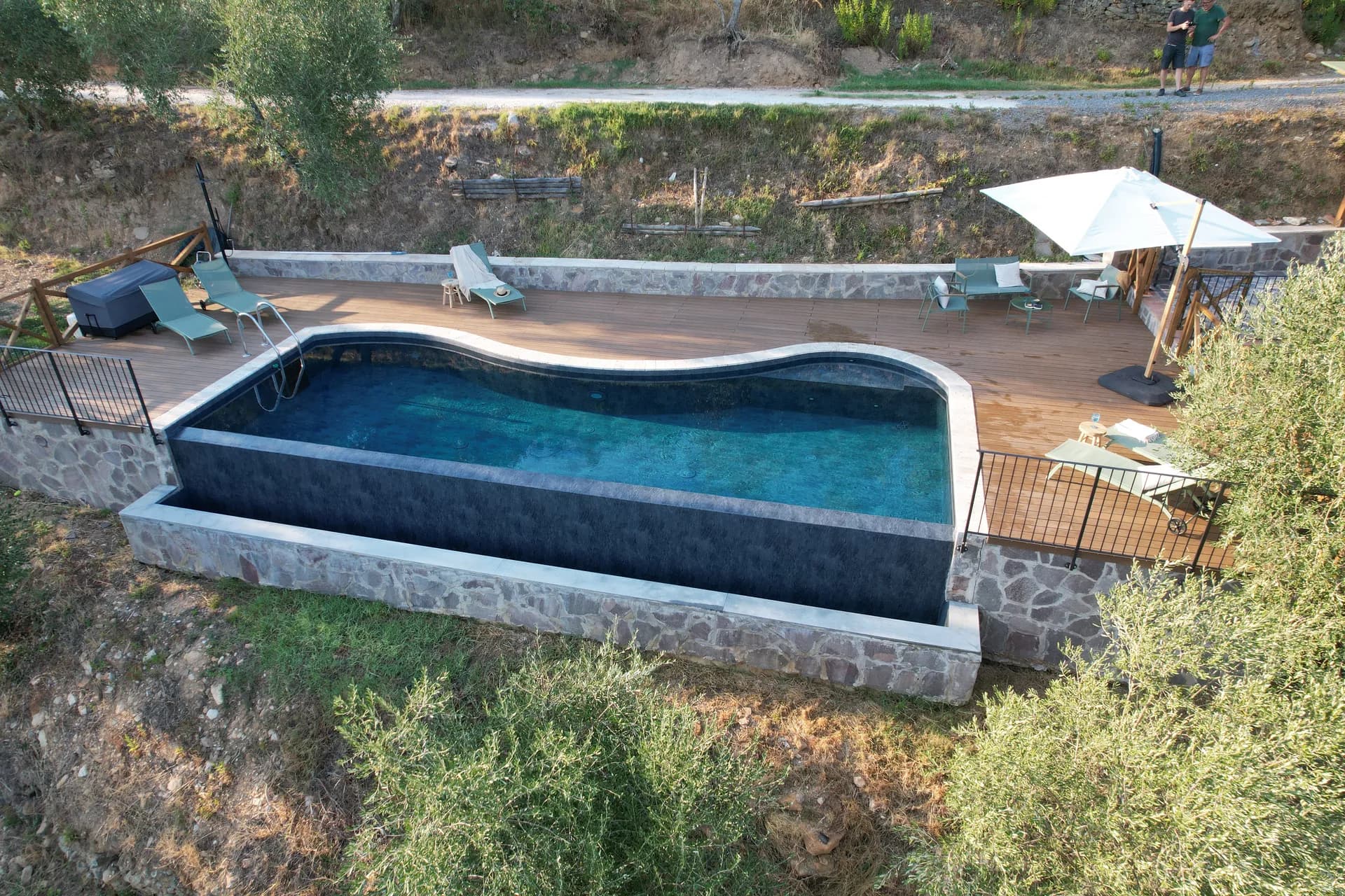 The infinity pool at Casale Eleo looking over the valley
