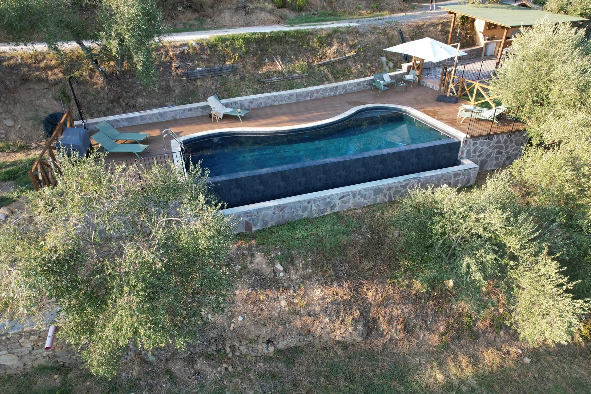 The infinity pool at Casale Eleo looking over the valley