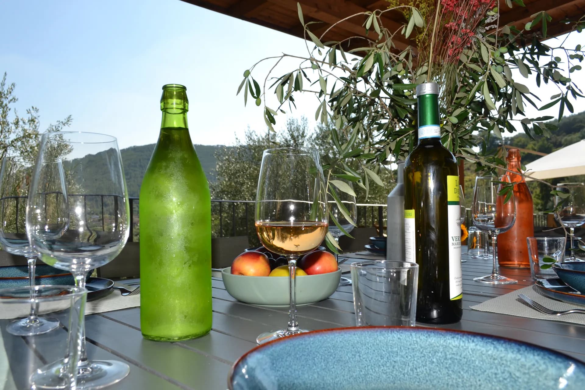 The pool deck and loungers at Casale Eleo