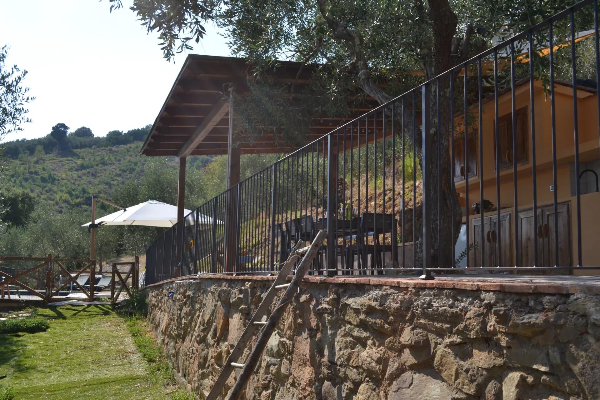 The infinity pool at Casale Eleo looking over the valley