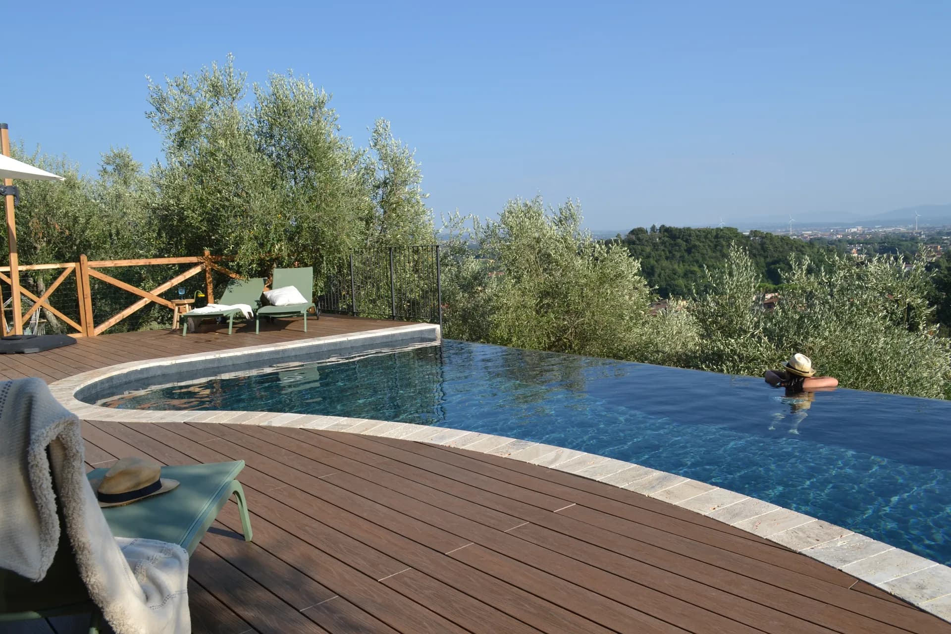 The infinity pool at Casale Eleo looking over the valley