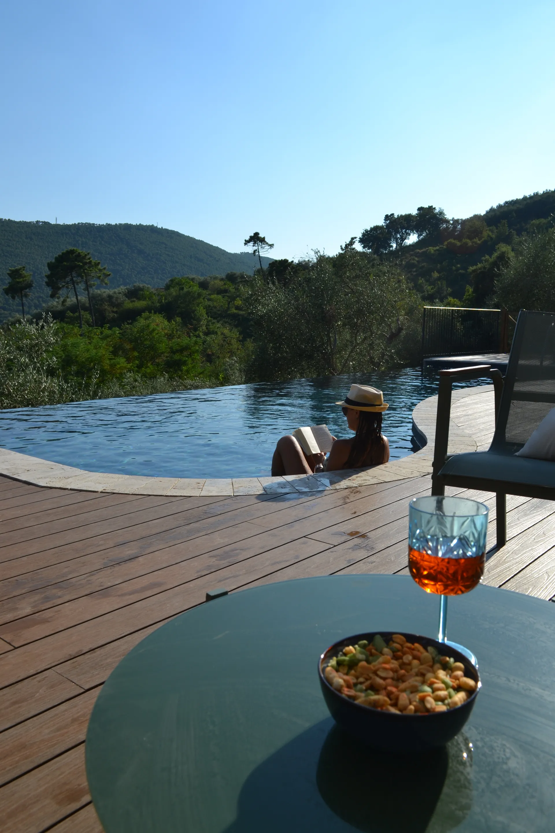 The infinity pool at Casale Eleo looking over the valley