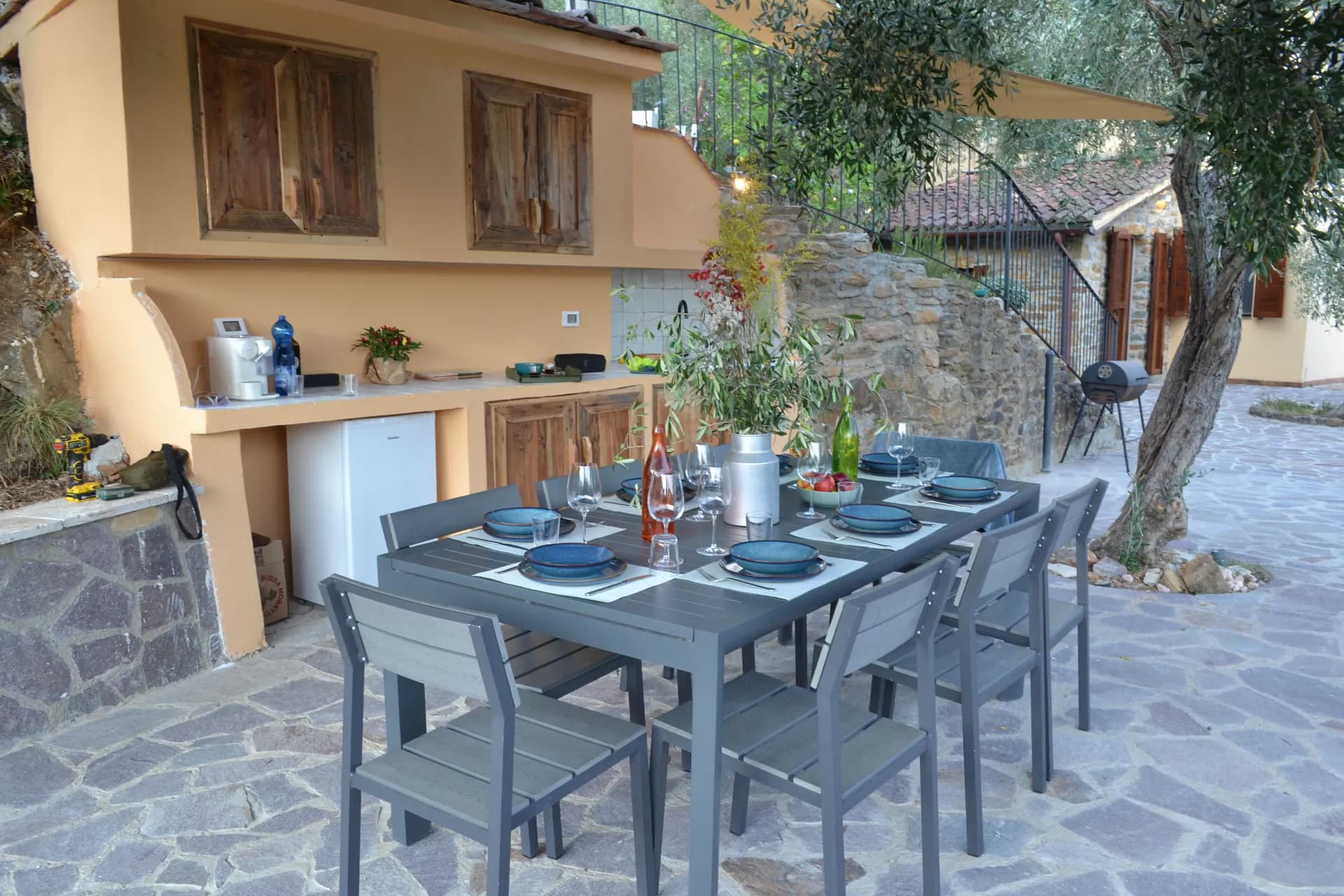 The pool deck and loungers at Casale Eleo